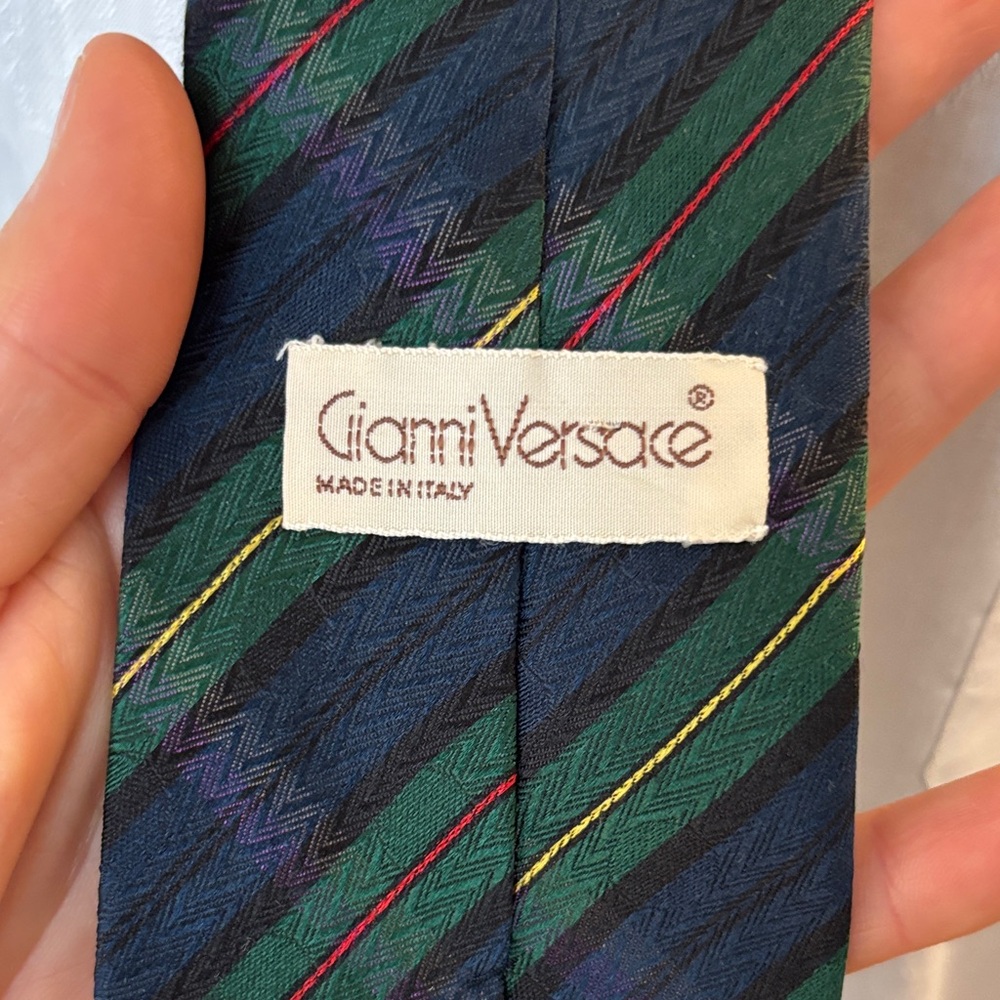 Versace Men's Tie - Green, Blue, and Pink